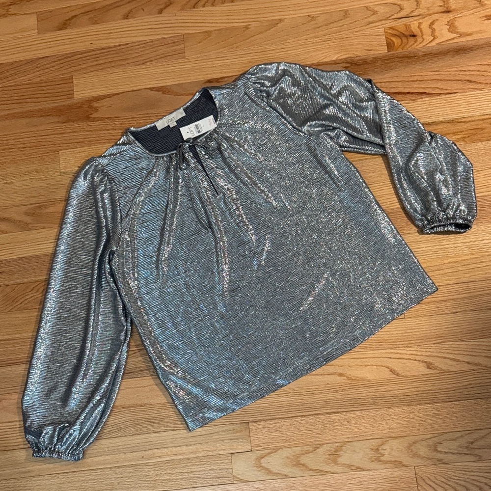 LOFT shimmery silver top. NWT